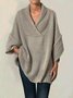 Casual V Neck Solid Loosen Sweater