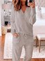 Daily Household Casual Two Piece Sets Top With Pants