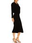 Regular Fit Lady Long Sleeve Solid Midi Dress