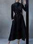 Long Sleeve Solid Elegant Regular Fit Midi Dress