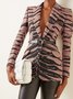 Work Long Sleeve Lapel Regular Fit Zebra Outerwear