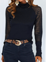 Spring High Neck Long sleeve High Stretch Daily Tops