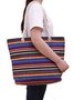 Ethnic Tricolor Striped Canvas Bag Shoulder Bag