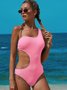 Sexy Cutout One-Shoulder Asymmetric One-Piece Swimsuit Plus Size