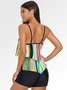 Hot Spring Vest Sling Backless Layered Printing Conservative Cover Belly Slim One Piece Top Tankini Swimsuit Plus Size
