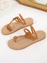 Vintage Casual Woven Sole Faux Suede Thong Sandals