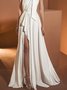 Plain Regular Fit Sleeveless Woven Maxi Dress