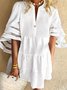 Solid Loosen Casual Short Sleeve White Dress