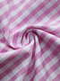 3/4 Sleeve Work Shirt Collar Checkered/plaid Midi Dress