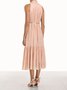 Vacation Tie Neck Sleeveless Woven Dress With Belt