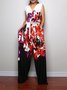 Daily V neck Casual Floral Jumpsuit & Romper
