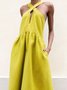 Vacation Cross Front Sleeveless Solid Dress