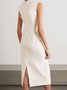 Solid Elegant Regular Fit Sleeveless Midi Dress