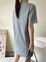 Daily Simple Cotton Blends Short Sleeve Knit Dress
