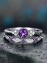 Vintage Casual Purple Gemstone Layered Rings