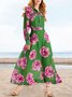 Vacation Shirt Collar Floral Dress (Slip Dress Included)