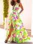Elegant Vacation V Neck Floral Printed Dress
