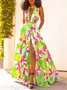 Elegant Vacation V Neck Floral Printed Dress