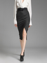 Autumn Wrapping No Elasticity Mid Waist S-Line Plain Fit Skirt