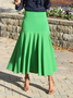 Green High Elasticity X-Line Regular Fit Plain Skirt
