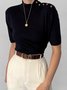Daily Simple Buttoned Half Sleeve  Plain Top