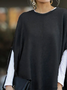 Solid Long Sleeve Round Neck Casual Shift Top