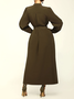 Plain Autumn Elegant Polyester Stand Collar No Elasticity Loose Long sleeve Regular Dresses for Women