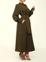 Plain Autumn Elegant Polyester Stand Collar No Elasticity Loose Long sleeve Regular Dresses for Women