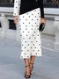 Elegant Long Sleeve Regular Fit Polka Dots Midi Dress