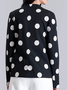 Polka Dots Autumn Urban V neck Natural No Elasticity Long sleeve H-Line Regular Size Blazer for Women