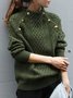 Urban Stand Collar Buttoned Loose Sweater