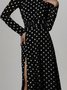 Women Polka Dots Autumn Elegant Polyester High Waist Daily Midi 1 * Dress Regular Dresses