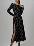 Women Polka Dots Autumn Elegant Polyester High Waist Daily Midi 1 * Dress Regular Dresses