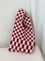 Checkerboard Knit Bag Knit Underarm Bag Tote Bag