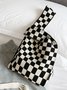 Checkerboard Knit Bag Knit Underarm Bag Tote Bag