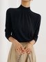 Simple Daily  Stand Collar Plain  Sweater