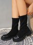 Suede Panel Chunky Heel Platform Sock Boots
