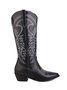 Embroidered Panel Plush Warm Pointed-Toe Cowboy Boots