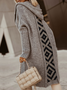 Loose Geometric Urban Hoodie Long sleeve Sweater Mid-long Coat