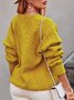 Casual Long Sleeve Notched Loose Sweater