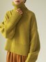 Plain Turtleneck Simple Long Sleeve Loosen Sweater