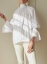 Long sleeve Simple Stand Collar Blouse