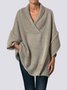 Casual V Neck Solid Loosen Sweater