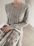 Plain V Neck Casual Long Sleeve Sweater