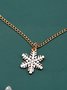 Christmas White Snowflake Pattern Gold Necklace Festive Party Costume Decoration Jewelry