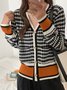 Daily Long sleeve Regular Fit Striped Urban Sweater Coat