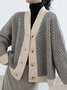 Daily V neck Long sleeve Loose Simple Sweater Coat
