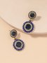 Vintage blue gemstone and diamond Earrings Banquet party daily jewelry Dress matching