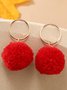 Casual Red Plush Ball Earrings Christmas New Year Valentine's Day Jewelry Dresses Everyday Banquet Accessories