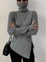 Plain Turtleneck Regular Fit Simple Sweater